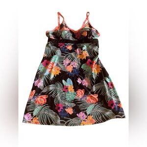 Zero X Posur Bra dress bathing suit XL black floral lightweight stretch